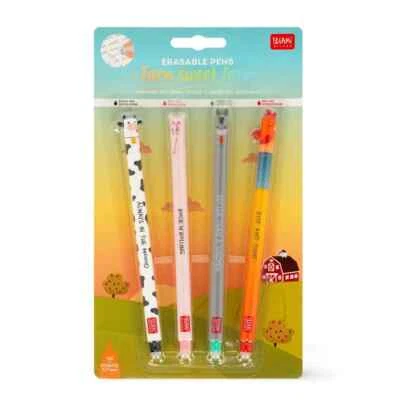 Legami - Set di 4 Penne Gel Cancellabili Farm Sweet Farm - Limited Edition 2025