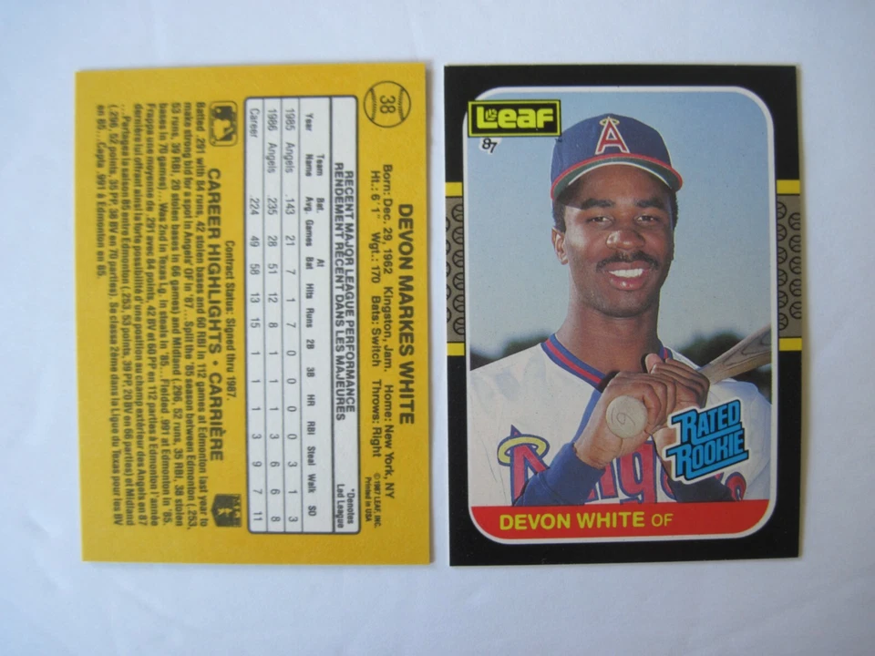 DEVON WHITE CARDS You Pick 1987 Rookie to 1995 TOPPS FLEER DONRUSS LEAF UP DECK - Image 1 of 1
