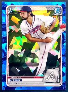 SPENCER STRIDER 2020 BOWMAN CHROME DRAFT SAPPHIRE 1ST #BD-20 RC ROOKIE BRAVES
