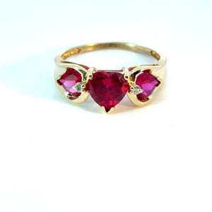 Anello da donna con pietra rossa in oro giallo 14 carati 3,1 g misura:7 (MI1071661) - Foto 1 di 19