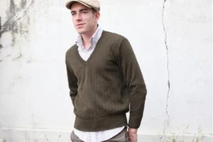 Vintage 80s Czech army brown V neck jumper sweater pullover sweatshirt military - Imagen 1 de 7