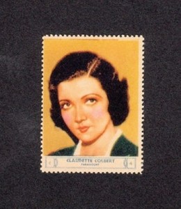 Claudette Colbert 1932 Movie Film Star Sticker Stamp