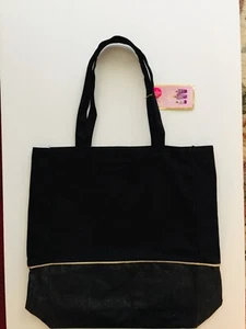 Victoria's Secret Beuteltasche schwarz Glitzer mit Goldrand - Bild 1 von 6