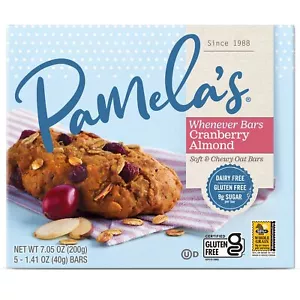 Pamela's Oat Cranberry Almond Snack Bars 5 Count Pack Gluten Free Delicious T... - Picture 1 of 5