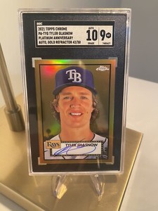 2021 Tyler Glasnow Topps Chrome Platinum Anniversary Auto Gold Refractor #42/50