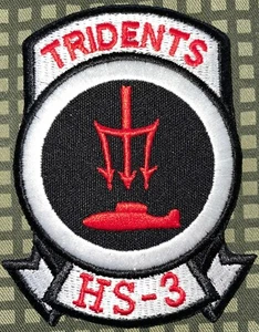 USN Tridents HS-3 Submarine Patch Hook & Iron-On Repro New A772 - Picture 1 of 2
