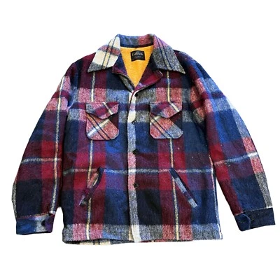 Vintage Campus Outerwear wool plaid jacket insulated size 40 Large 60s 70s - Image 1 of 4