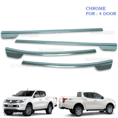 Chrome 4Dr Line Window Sill Cover Trim For Mitsubishi L200 Triton 2015 2016 2017 - Image 1 of 4