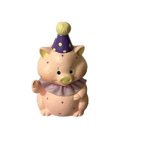 Enesco Pig Clown Piggy Bank Vintage Pink Purple 5 1/2” Tall - Picture 1 of 10