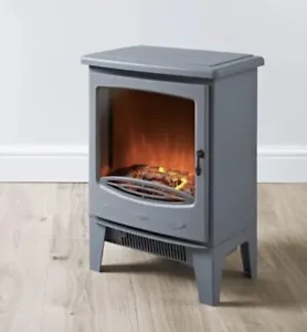 52cm Blaupunkt Electric Log Effect Medium Stove Heater Grey Fireplace. - Picture 1 of 3