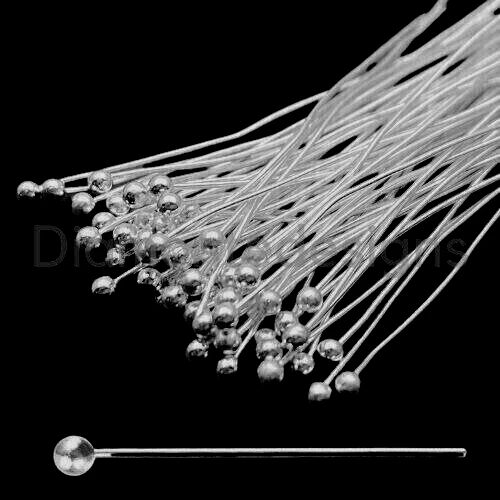 100 piezas de alfileres de cabeza de bola enchapados en plata antiguos de 40 mm hallazgos artesanales de joyería E294 Foto 1 de 1