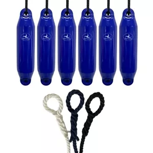 6 x HURRICANE Boat Fenders: Sea Blue PM02 - FREE SPLICED END 10MM ROPE - Picture 1 of 2