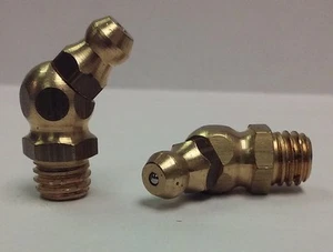 M8 x 1.25mm Brass 45 Degree Metric Grease Zerk Nipple Fitting 1 pc - Picture 1 of 1
