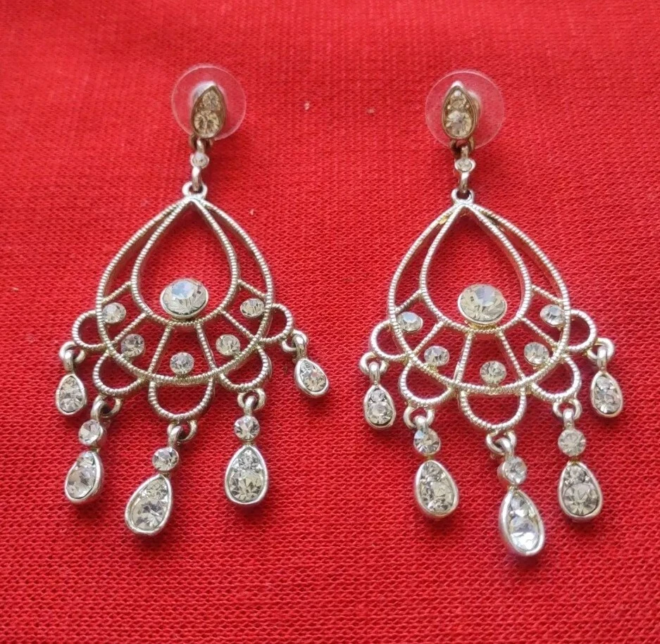 Pendientes de araña colgantes boda enchapados en oro cristal transparente estrás mujer 65 Foto 1 de 1