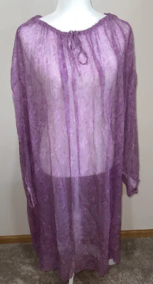 Jean Paul Gaultier Women’s Sheer Purple 3/4 Sleeve 100% Silk Dress Sz L $575 - Image 1 of 4