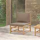 Patio Middle Sofa With Taupe Cushions Bamboo Vidaxl