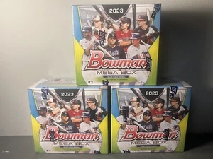 2023 Bowman Baseball Mega Box (x3) **BRANDNEU WERKSEITIG VERSIEGELT** Rookie Karte Auto - Bild 1 von 6