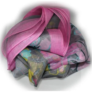 ¡HERMOSO! Bufanda de parche floral largo rosa/gris ¡NUEVA! - Imagen 1 de 8