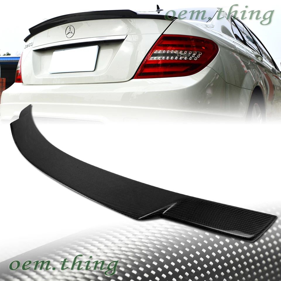 2013 Fit FOR Mercedes Benz W204 Sedan Trunk Spoiler C Class C350 V Type Carbon - Image 1 of 1