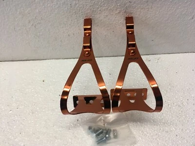 Дорожный велосипед стальной носок зажимы/клетки оранжевый анодированный, двойной ремень, размер средний - Изображение 1 из 3