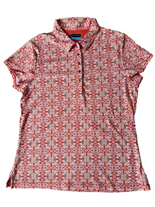 PGA TOUR Kurzarm Pullover Polo Gr. Large Damen Orange Print Poly Material - Bild 1 von 4