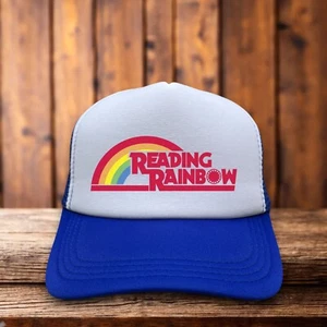 Reading Rainbow Herren Truckermütze blau Druckknopflasche verstorben 1983 Retro TV Show Cap - Bild 1 von 6