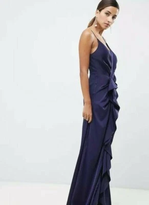 FORMAL DRESS SATIN NAVY LONG DRESS XXS (4) C/MEO Collective NEW RRP $205 - Image 1 of 4