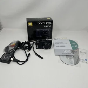 Cámara digital Nikon COOLPIX S9100 negra de Japón probada y funciona bien con caja - Imagen 1 de 13