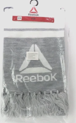 Bufanda Reebok con Flecos Gris Blanco Logo SUAVE Material Reciclado NUEVO con Etiquetas Foto 1 de 4