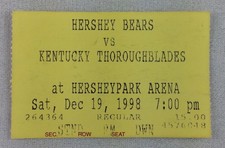 AHL 1998 12/19 Kentucky Thoroughblades at Hershey Bears Hockey Ticket Stub