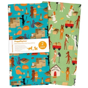 Dog and Cat Kitchen Towels Home Sweet Home Dish Towels for New Home Decor - Picture 1 of 6