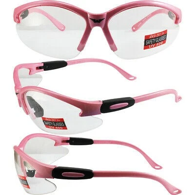 6 PAIR Cougar Womens Safety Glasses MEDIUM Pink Frame Shatterproof Clear Lens - Image 1 of 2