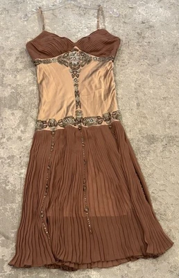 Vestido Sue Wong Nocturne 6 Noche Cóctel #40 SEDA Corto Marrón Cuentas a Mano NUEVO Foto 1 de 4