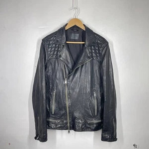 Chaqueta de Cuero All Saints Para Hombre L Negra Conroy Motociclista Piel de Cordero Cremallera Asimétrica - Imagen 1 de 10