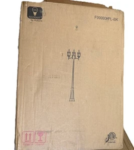 New Hukoro 5.43 in. 3-Light Matte Black Metal Hardwired Waterproof Post Light Aj - Picture 1 of 2