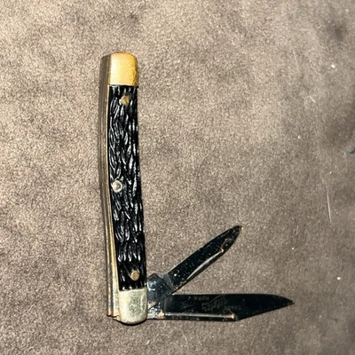 RARE VINTAGE  ULSTER NY USA OLD TIMER  Trademark 2 BLADE KNIFE - Image 1 of 4