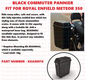 BLACK COMMUTER PANNIER FIT FOR ROYAL ENFIELD METEOR 350 - Picture 1 of 4