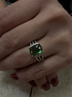 Подлинное кольцо David Yurman Wheaton из зеленого кварца и чистого серебра размер 5,5 - Изображение 1 из 4