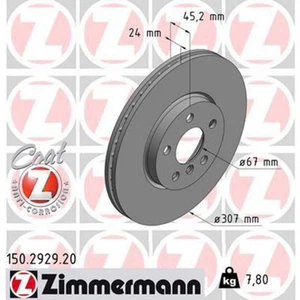 Zimmermann OE Coat Z Brake Rotor Pair 307mm Front 150.2929.20 - Picture 1 of 2