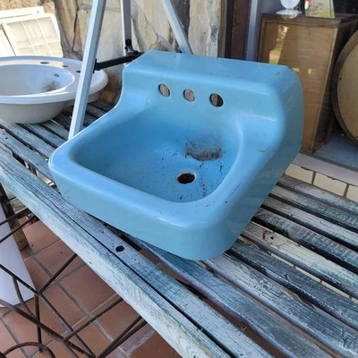 Fregadero American Standard de hierro fundido para baño vintage azul bebé  Foto 1 de 4