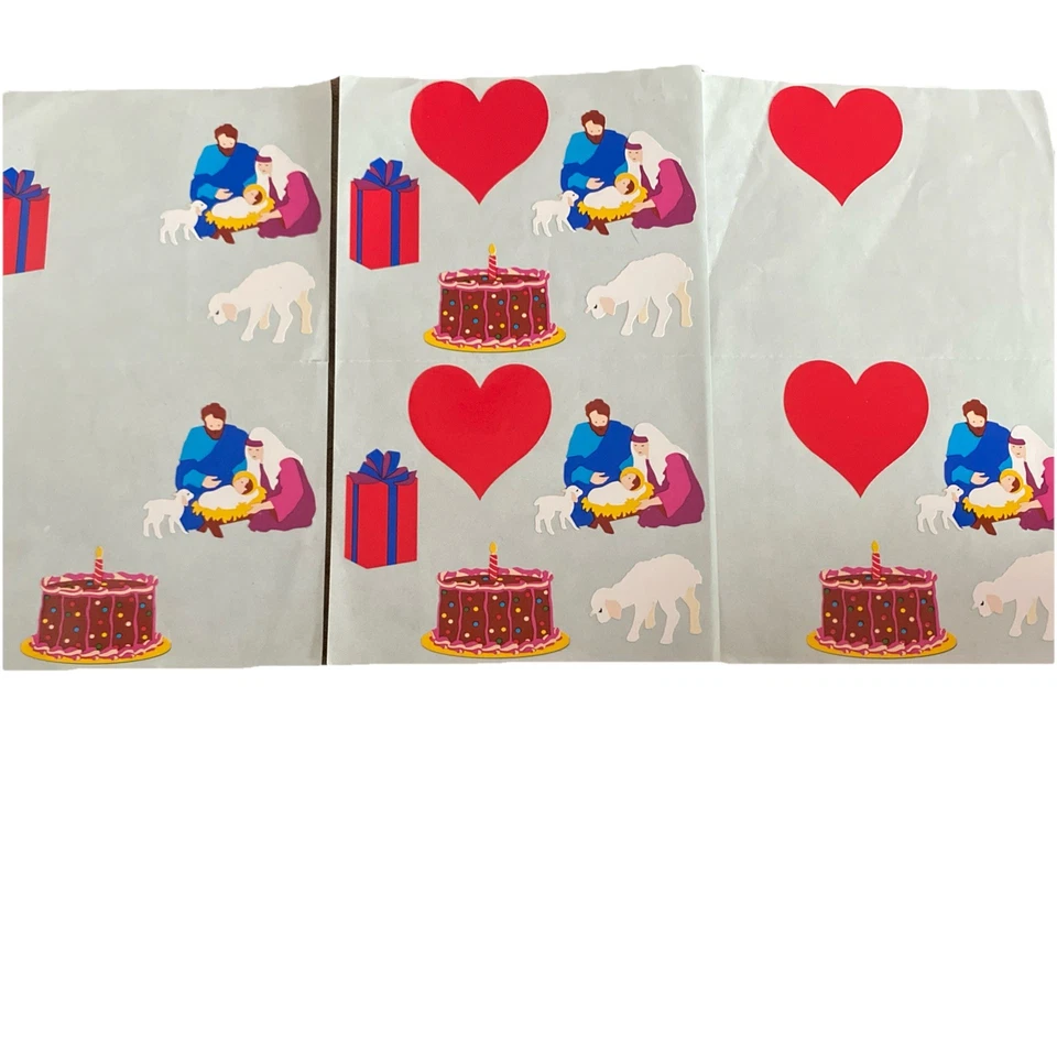 mrs. Grossman's наклейки винтажный лот без маркировки редкая Рождество сердце торт ягненок  - Изображение 1 из 1