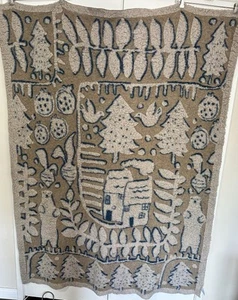 Manta Anthropologie Lana Tiro Multi Story Beige Azul 70x50 - Imagen 1 de 7