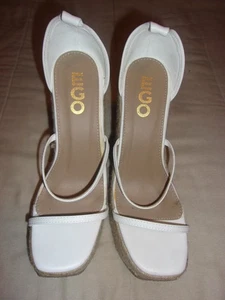 Ego Damen-Slipper mit Absatz 10 weiß, offene Zehenpartie, Rattan-Keilabsatz, Plateau - neu - Bild 1 von 5