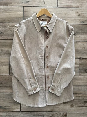 Bagatelle Genuine Leather Shirt Jacket Women’s L Beige Taupe Shacket Soft - Image 1 of 4