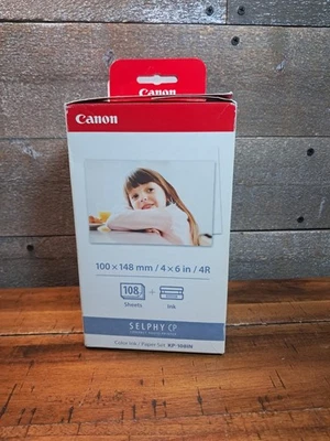 Juego de papel tinta color Canon Selphy KP-108IN 108 hojas 4x6 con 3 tóneres 3115B001 Foto 1 de 4