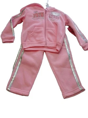 Sudadera con Capucha y Pantalones Rosa Cremallera Princesa TALLA 18 Meses Diva Nuevo Bebé Niñas Foto 1 de 4