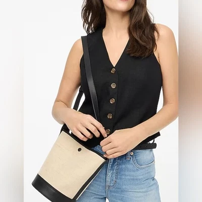 Bolso cubo de lona J.Crew negro natural mezclado Foto 1 de 4