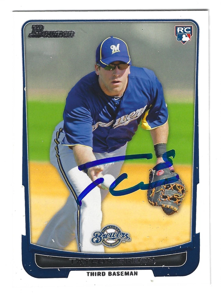 TAYLOR GREEN MILWAUKEE BREWERS SIGNED AUTOGRAPH 2012 BOWMAN ROOKIE BASEBALL CARD - Image 1 of 1