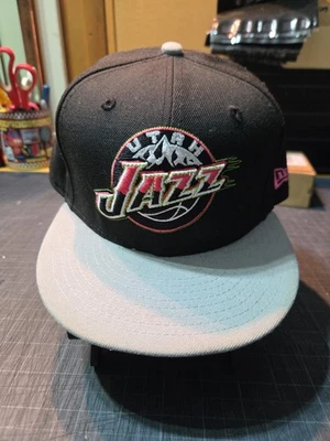 Utah Jazz  New Era 59FIFTY Fitted Hat - Black & White Size 7 1/2 - Image 1 of 4