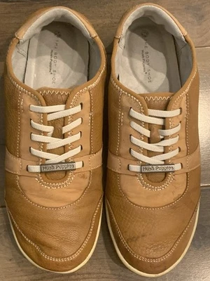 Zapatilla deportiva Hush Puppies para mujer 8 de cuero marrón sin cordones clásica linda informal Foto 1 de 4